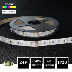 Bande LED 5050 60Led/m 19,2W/m 12mm 24V IP20 RGBW (4000K)