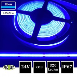 BANDE LED 24V COB 320LEDs/m 12W/m Bleu 5m IP67