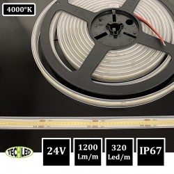 BANDE LED 24V COB 320LEDs/m 12W/m 4000°K 5m IP67