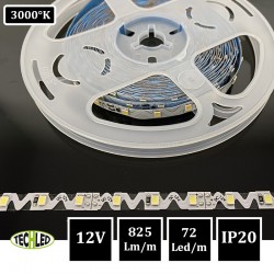 BANDE LED 12V S-Shape - SMD2835 - 72LEDs/m 7.2W/m 3000°K 5m IP20