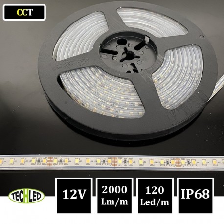 BANDE LED 12V - CCT - SMD2835 - 120LEDs/m 18W/m 2700°K/6500°K 5m IP68