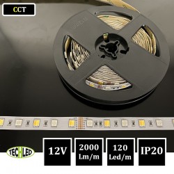 BANDE LED 12V - CCT - SMD2835 - 120LEDs/m 18W/m 2700°K/6500°K 5m IP20